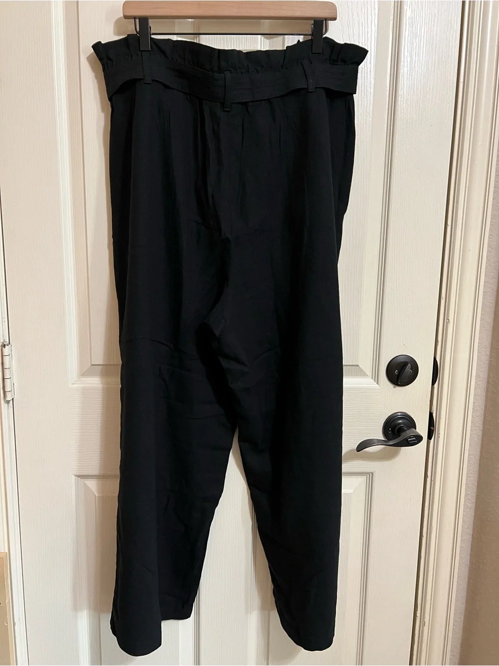 Banana Republic Black Linen Wide-Leg Paperbag Pants.